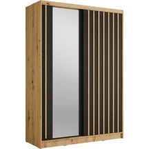 Szafa przesuwna 2D ALUNA z lustrem 155 cm Dąb Artisan / Czarny Onyx Podstawowe