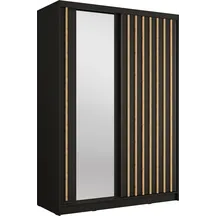 Szafa przesuwna 2D ALUNA z lustrem 155 cm Czarny Onyx / Dąb Artisan Podstawowe