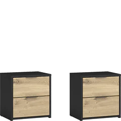 Szafki nocne 45 cm 2 szt Czarny Grafit / Dąb Artisan UPSALA Podstawowe