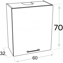 Szafka górna wisząca z okapem 1 drzwi Prawa W60.1/P… KAMMONO F4 Szkic