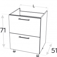 Szafka dolna stojąca 2 szuflady o zwiększonej wytrzymałości DSS.../2PŁ KAMMONO P4 Szkic