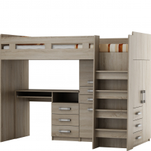 Łóżko piętrowe PTR z szafą i biurkiem Podstawowe