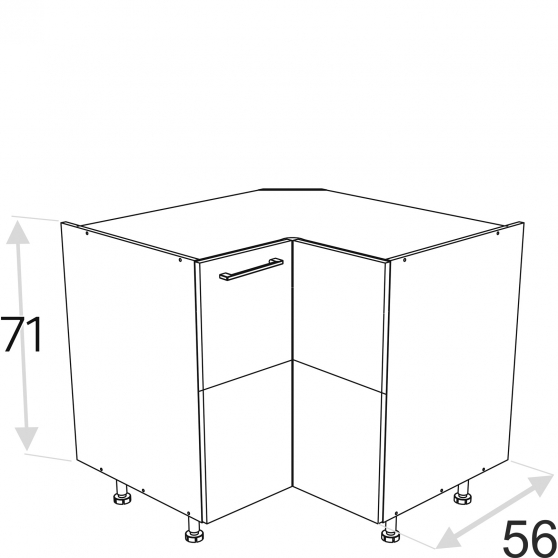 Szafka dolna stojąca narożna 2 drzwi 90 x 90 cm DRP90 KAMMONO P4 Szkic