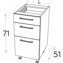 Szafka dolna stojąca 3 szuflady DS.../3 KAMMONO F7 Szkic