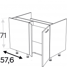 Szafka dolna stojąca narożna pod zlewozmywak 2 drzwi 100 x 70 cm Lewa DRZ100x70 KAMMONO F7 Szkic