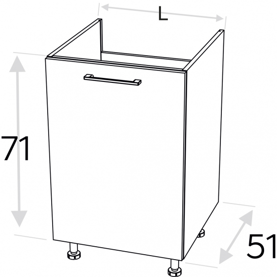 Szafka pod zlewozmywak 1 drzwi DZ… .1 KAMMONO F7 Szkic