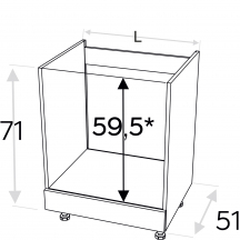 Szafka dolna stojąca pod zabudowę piekarnika i płyty grzewczej DP... KAMMONO F7 Szkic