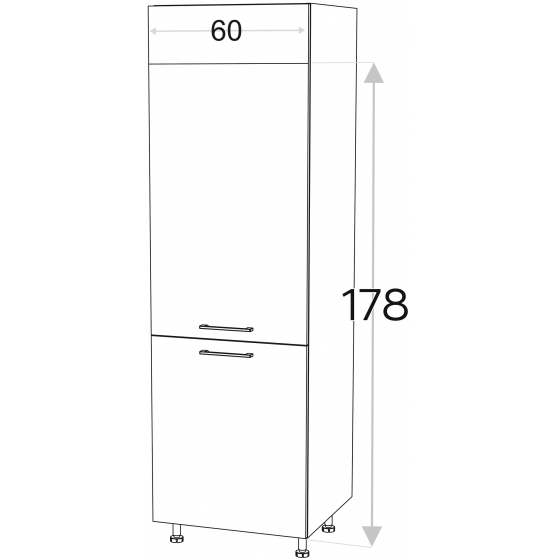 Szafka dolna wysoka słupek pod zabudowę lodówki 60 cm SL60 KAMMONO F7 Szkic
