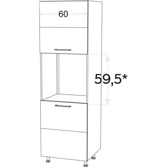 Szafka dolna wysoka słupek pod zabudowę piekarnika 2 drzwi 60 cm SDP60 KAMMONO F7 Szkic
