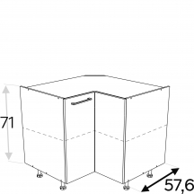 Szafka dolna stojąca narożna 2 drzwi 90 x 90 cm DRP90 KAMMONO F7 Szkic