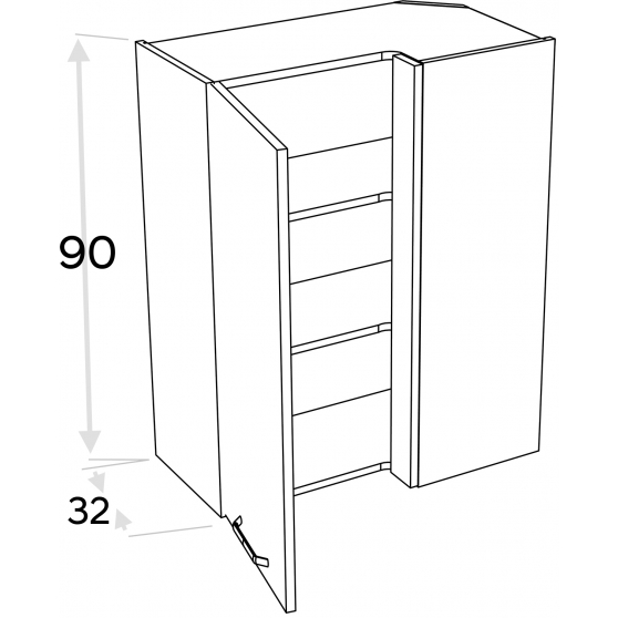 Szafka górna wisząca narożna 2 drzwi WRP70x40/90 KAMMONO F7 Szkic