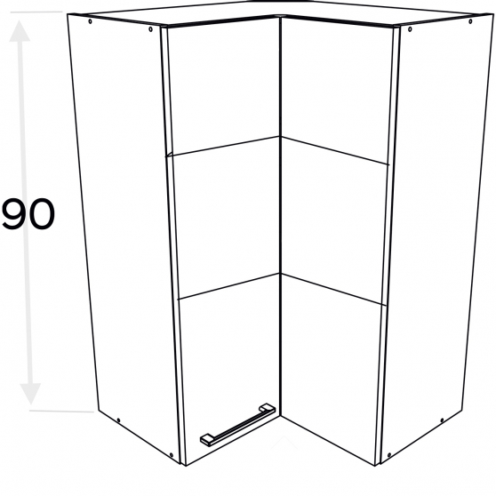 Szafka górna wisząca narożna 2 drzwi WRP60/90 KAMMONO F7 Szkic