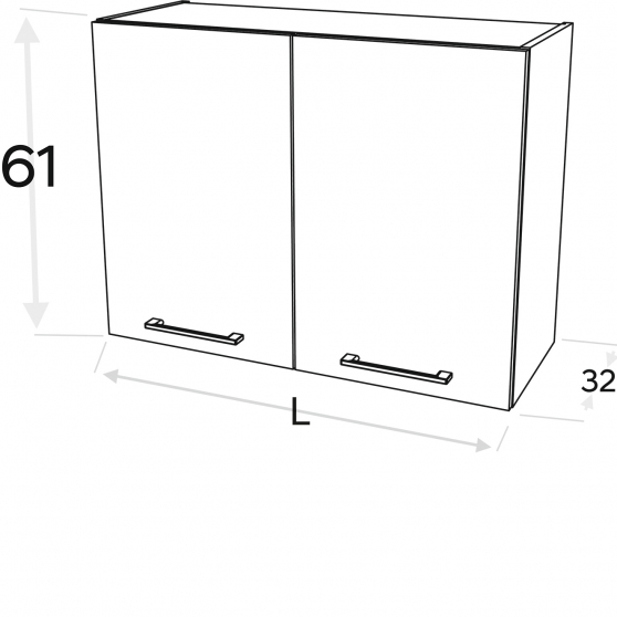Szafka górna wisząca z suszarką 2 drzwi WS.../61 KAMMONO F7 Szkic