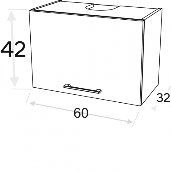 Szafka górna wisząca z okapem 1 klapa WO60/42 KAMMONO F7 Szkic