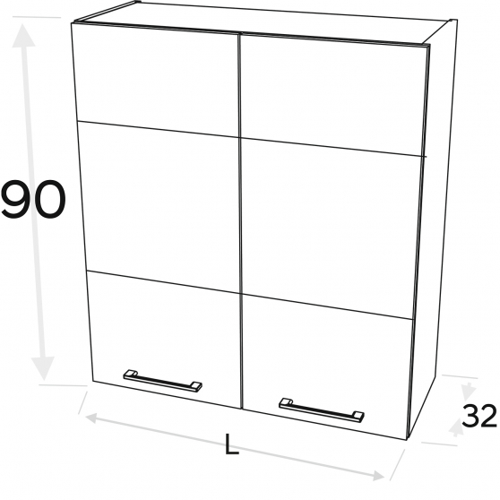 Szafka górna wisząca 2 drzwi W.../90 KAMMONO F7 Szkic