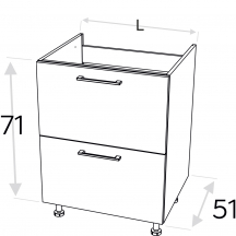 Szafka dolna stojąca 2 szuflady o zwiększonej wytrzymałości DSS.../2PŁ KAMMONO F7 Szkic