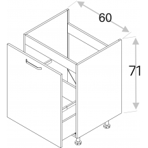 Szafka dolna stojąca zlewowa do sortownika na odpady DZCSS… KAMMONO F7 Szkic