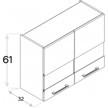 Szafka górna wisząca 2 drzwi witryna WW…/61 KAMMONO F7 Szkic