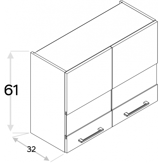 Szafka górna wisząca 2 drzwi witryna WW…/61 KAMMONO F7 Szkic