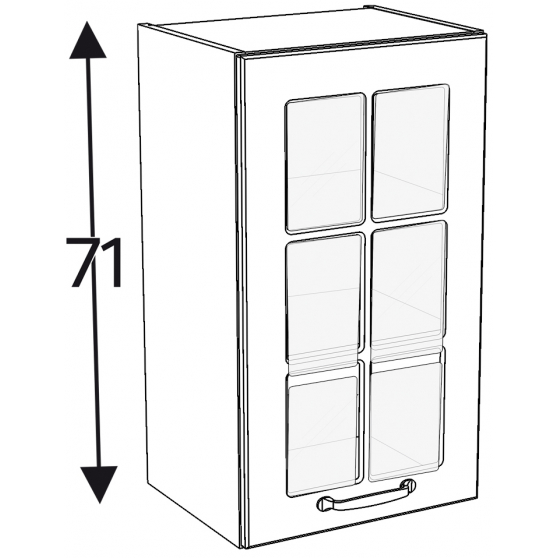 Szafka górna wisząca 1 drzwi witryna Lewa WW… .1/71 KAMMONO F7 Szkic