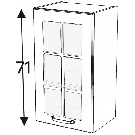 Szafka górna wisząca 1 drzwi witryna Prawa WW… .1/71 KAMMONO F7 Szkic