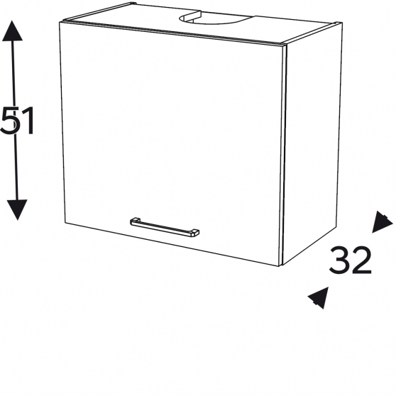 Szafka górna wisząca z okapem 1 klapa WO60/51 KAMMONO F7 Szkic