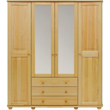Szafa 4D drewniana sosnowa z szufladami i lustrem SF130 Podstawowe