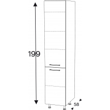 Szafka dolna wysoka słupek spiżarka 2 drzwi SD..D2/71 KAMMONO F7 Szkic