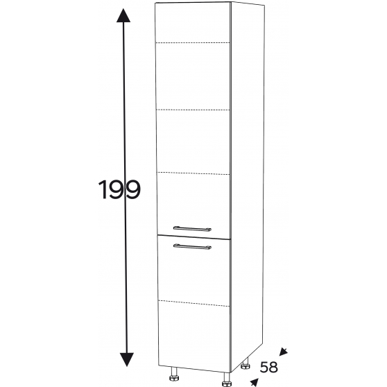 Szafka dolna wysoka słupek spiżarka 2 drzwi SD..D2/71 KAMMONO F7 Szkic