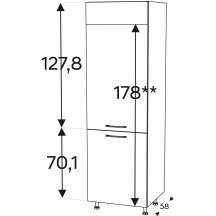 Szafka dolna wysoka słupek pod zabudowę lodówki 60 cm SL60/71 KAMMONO F7 Szkic