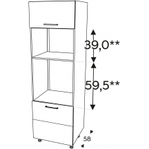 Szafka dolna wysoka słupek pod zabudowę piekarnika i mikrofali 2 drzwi 60 cm SPM60/71 KAMMONO F7 Szkic
