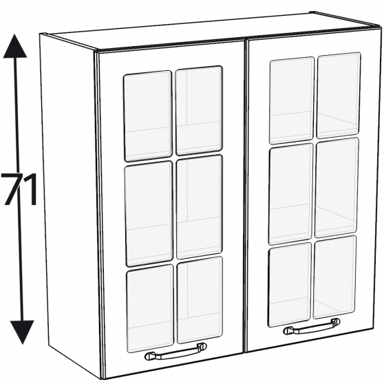 Szafka górna wisząca 2 drzwi witryna WW…/71 KAMMONO F4 Szkic