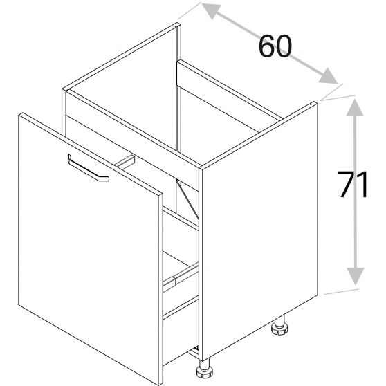 Szafka dolna stojąca zlewowa do sortownika na odpady DZCSS… KAMMONO P4 Szkic