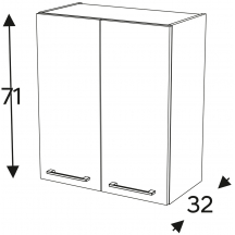 Szafka górna wisząca z suszarką 2 drzwi WS.../71 KAMMONO P4 Szkic