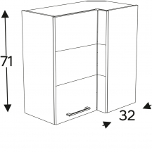 Szafka górna wisząca narożna 1 drzwi WRP70x40/71 KAMMONO P4 Szkic
