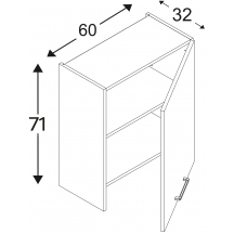 Szafka górna wisząca okapowa 1 drzwi WP60.1 Prawa KAMMONO P4 Szkic