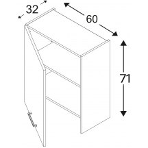 Szafka górna wisząca okapowa 1 drzwi WP60.1 Lewa KAMMONO P4 Szkic