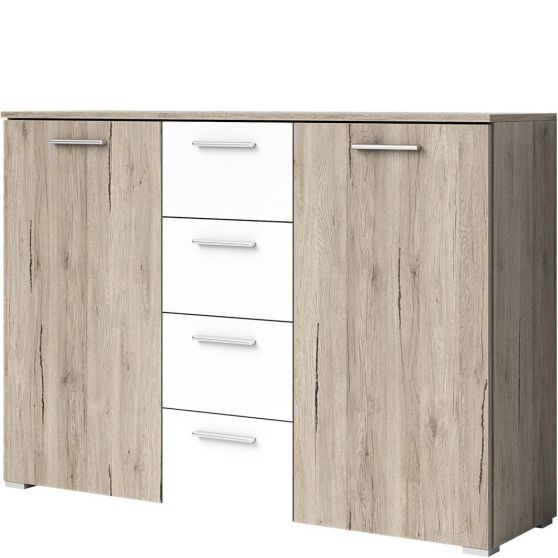 Komoda 2 drzwi 4 szuflady San Remo Jasne / Biały 22AE1626 TYP-26 BETA Podstawowe