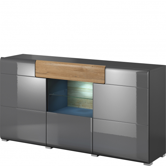 Komoda z wnęką 3-drzwiowa Antracyt Połysk 24JKDW26 TYP-26 TOLEDO Podstawowe