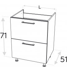 Szafka dolna stojąca 2 szuflady o zwiększonej wytrzymałości DSS.../2PŁ KAMMONO F4 Szkic