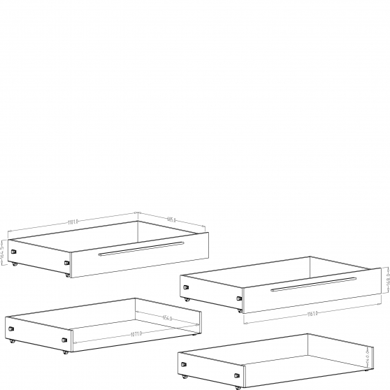 Komplet 2 szuflad pod łóżko 22ZBDH83 TYP-83 VERA Szkic