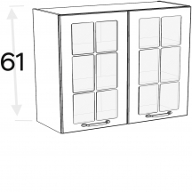 Szafka górna wisząca 2 drzwi witryna WW…/61 KAMMONO F4 Szkic