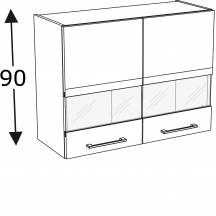 Szafka górna wisząca 2 drzwi witryna WW…/90 KAMMONO P4 Szkic