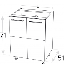 Szafka dolna stojąca 2 drzwi D... KAMMONO P2 Szkic