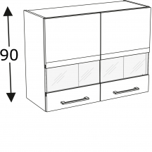 Szafka górna wisząca 2 drzwi witryna WW…/90 KAMMONO P2 Szkic
