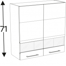 Szafka górna wisząca 2 drzwi witryna WW…/71 KAMMONO P2 Szkic