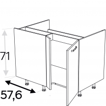 Szafka dolna stojąca narożna pod zlewozmywak 2 drzwi 100 x 70 cm Lewa DRZ100x70 KAMMONO P2 Szkic