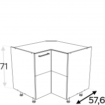 Szafka dolna stojąca narożna 2 drzwi 90 x 90 cm DRP90 KAMMONO P2 Szkic