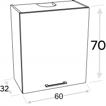 Szafka górna wisząca z okapem 1 drzwi Prawa W60.1/P… KAMMONO P2 Szkic