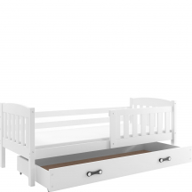 Łóżko dla dziecka drewniane z materacem KUBUŚ Biały Podstawowe (1)